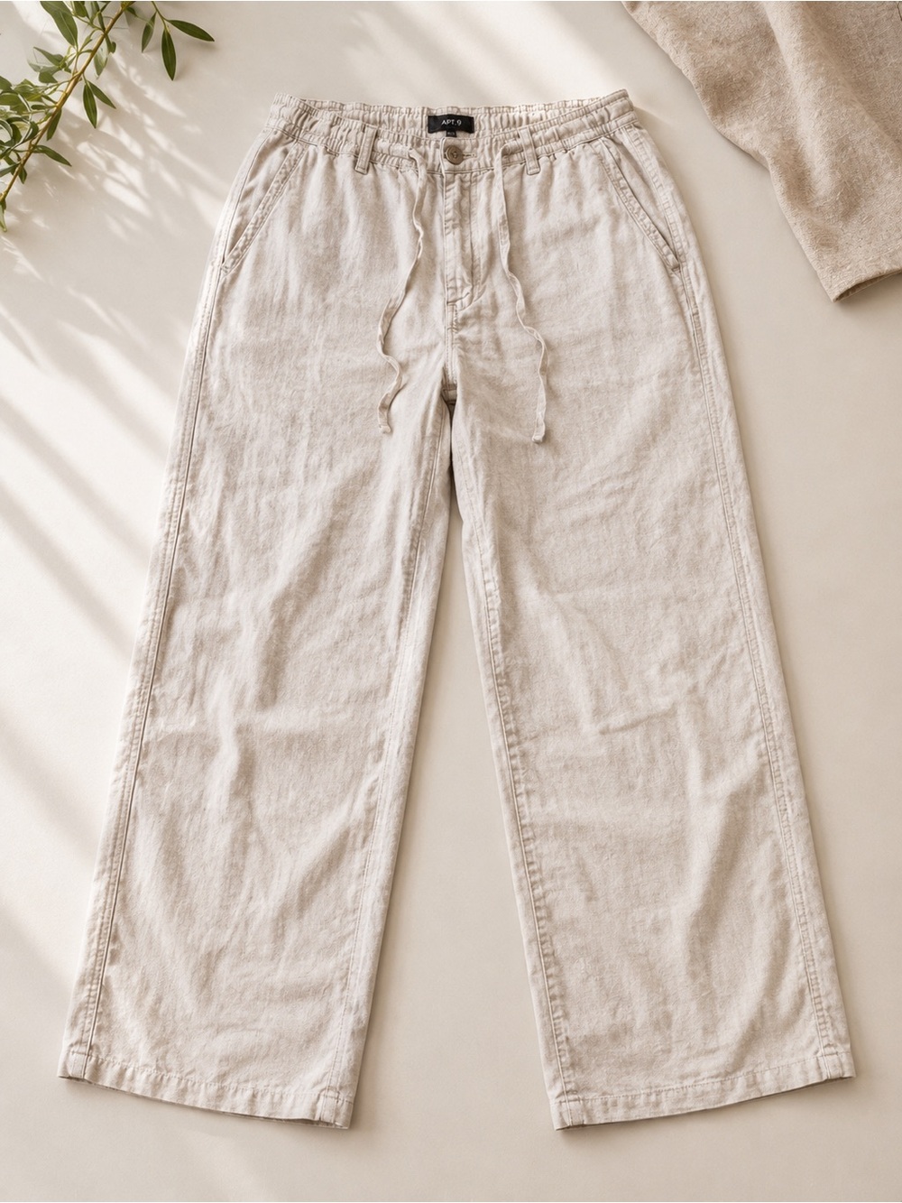 Apt. 9 Wide Leg Drawstring Pants in Light Beige